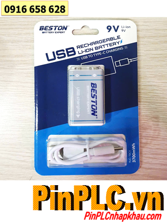 Beston 9VC-10CV, Pin sạc 9v Lithium Li-ion Beston 9VC-10CV (3700mWh=1000mAh), Sạc dây USB